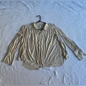 Free People Cream Button-Front Blouse